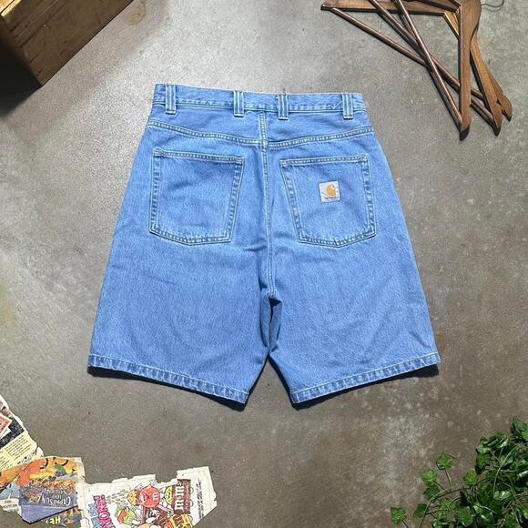 Carhartt WIP Blue Stone Bleached Brandon Shorts Mens Small Jean Shorts Jorts - Picture 1 of 6